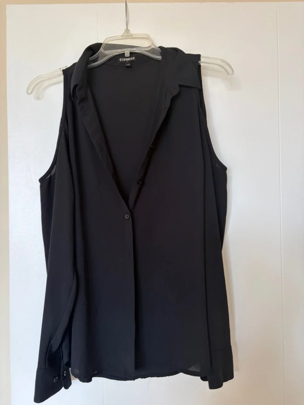 Express Black Cold-Shoulder Button-Down Blouse - Picture 3 of 6